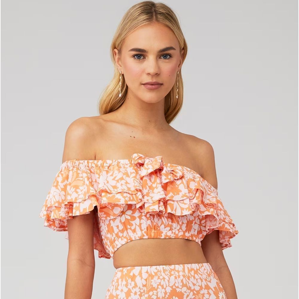 MINKPINK Marli Floral Ruffle Crop Top - Picture 2 of 9